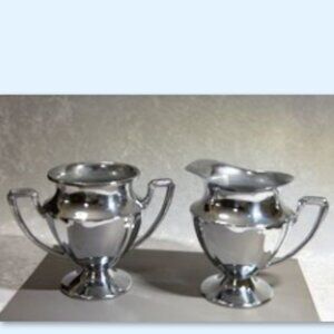 Vintage CHROME Sugar and Creamer Set PAIR